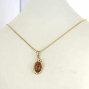 Italian Handmade Elegant Stylish German Baltic Amber Pendant in 9ct solid Gold- GP0156 RRP£225!!!