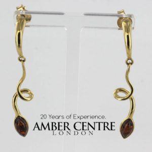 Italian Made Unique German Baltic Amber 9ct Gold Drop Earrings GE0108 RRP£250!!!