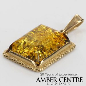 Italian Made German Green Baltic Amber Pendant in 9ct solid Gold -GP0110G RRP£275!!!