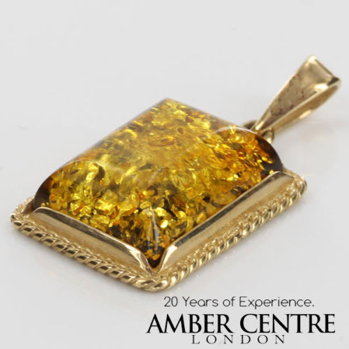 Italian Made German Green Baltic Amber Pendant in 9ct solid Gold -GP0110G RRP£275!!!