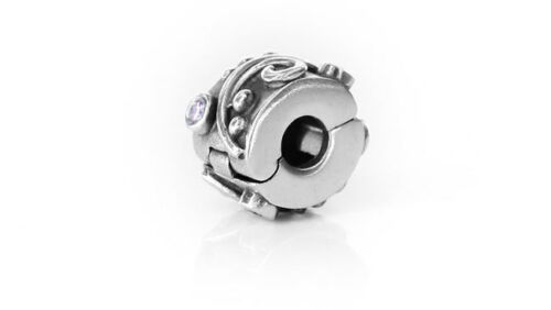 Pandora Genuine Charm 925 ALE Silver PINK ZIRCONIA SWIRL Clip-790380PCZ RRP£65!!!
