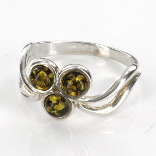 ITALIAN Made German GREEN BALTIC AMBER RING 925 STERLING SILVER-SR028 RRP£35!!!
