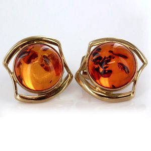 Italian Handmade Unique German Baltic Amber Studs 9ct Gold GS0018 RRP£300!!!