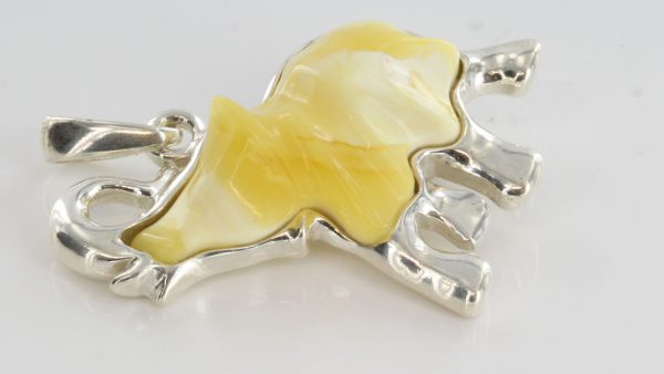 Handmade German Milky Baltic Amber Elephant Pendant PE0111 RRP£90!!!