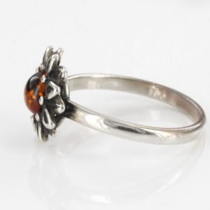 ITALIAN FLOWER DESIGN GERMAN BALTIC AMBER RING 925 STERLING SILVER-SR015 RRP£25!!!