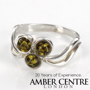 ITALIAN Made German GREEN BALTIC AMBER RING 925 STERLING SILVER-SR028 RRP£35!!!
