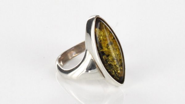 ITALIAN DESIGN SOLID GREEN BALTIC AMBER RING 925 STERLING SILVER-SR036 RRP£50!!!