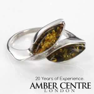 HANDMADE ITALIAN DESIGN GREEN BALTIC AMBER RING 925 STERLING SILVER-SR037 RRP£40!!!