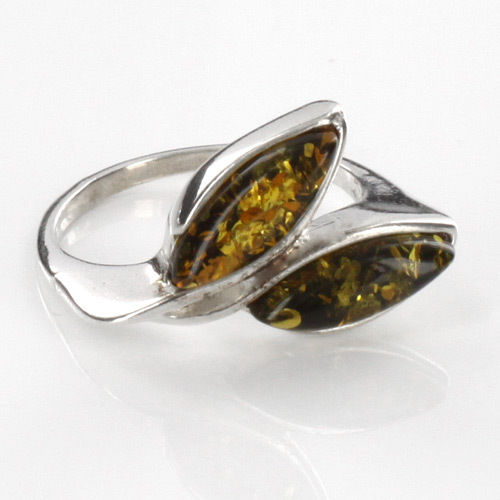 HANDMADE ITALIAN DESIGN GREEN BALTIC AMBER RING 925 STERLING SILVER-SR037 RRP£40!!!