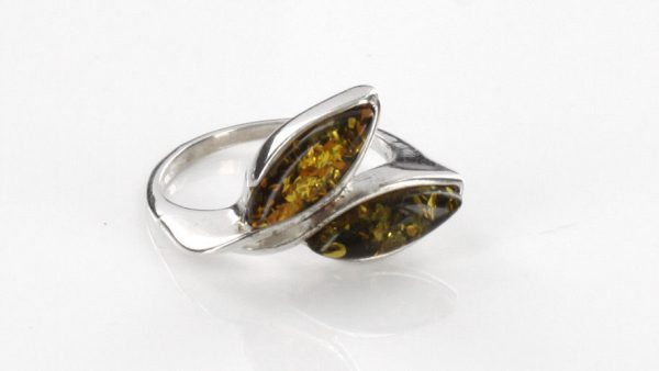 HANDMADE ITALIAN DESIGN GREEN BALTIC AMBER RING 925 STERLING SILVER-SR037 RRP£40!!!