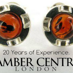 ITALIAN STYLE GERMAN BALTIC AMBER STUD EARRINGS 925 SILVER ST0076 RRP£25!!!