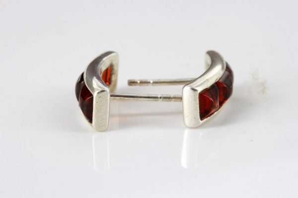 German Baltic Amber Modern Stud Earrings In 925 Silver Handmade ST0097 RRP£25!!!
