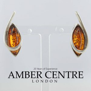 Italian Design Handmade Baltic Amber Stud Earrings In 925 Silver ST0099 RRP£40!!!