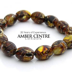 German Handmade Mosaic Style Healing Unique Amber Bracelet W038 RRP£90!!!
