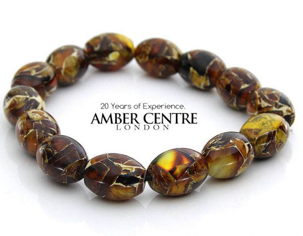 German Handmade Mosaic Style Healing Unique Amber Bracelet W038 RRP£90!!!