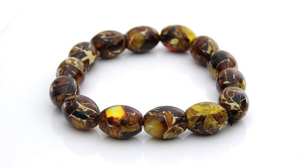 German Handmade Mosaic Style Healing Unique Amber Bracelet W038 RRP£90!!!