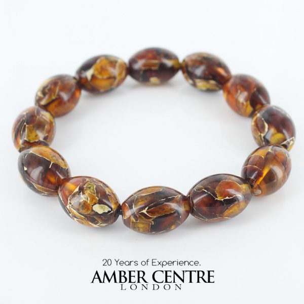 Genuine German Handmade Mosaic Style Unique Amber Bracelet- W094 RRP£90!!!