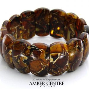 German Mosaic Style Handmade Healing Unique Amber Bracelet W011 RRP£195!!!