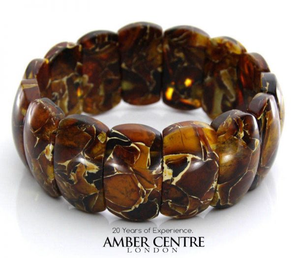 German Mosaic Style Handmade Healing Unique Amber Bracelet W011 RRP£195!!!