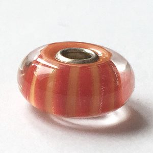 Genuine Trollbeads Murano Glass Charm Peach Stripe 61452 RRP 30!!!