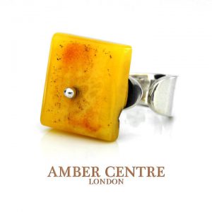 Butterscotch Handmade GERMAN BALTIC AMBER Ring 925 Silver Adjustable,Size L(51)+, WR021 RRP£195!!!