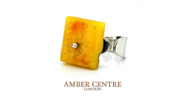 Butterscotch Handmade GERMAN BALTIC AMBER Ring 925 Silver Adjustable,Size L(51)+, WR021 RRP£195!!!