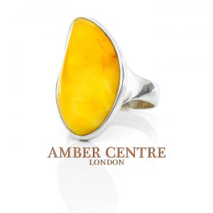 HANDMADE GERMAN BALTIC BUTTERSCOTCH AMBER 925 SILVER RING,SIZE R, WR046 RRP£150!!!