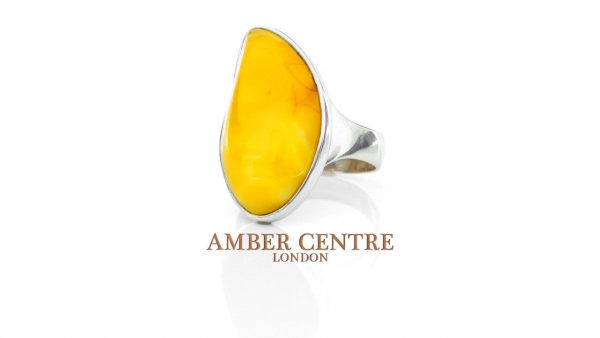 HANDMADE GERMAN BALTIC BUTTERSCOTCH AMBER 925 SILVER RING,SIZE R, WR046 RRP£150!!!