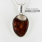 German Baltic Cognac Amber Classic Pendant 925 Silver Handmade PE0242–RRP£145!!!