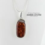 German Baltic Amber Rectangular Pendant 925 Silver Handmade PE0245 – RRP£145!!!