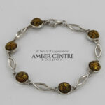 HANDMADE GERMAN Green BALTIC AMBER ELEGANT BRACELET 925 SILVER BR108G RRP£145!!!