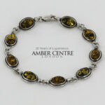 HANDMADE GERMAN Green BALTIC AMBER ELEGANT BRACELET 925 SILVER BR101G RRP£135!!!