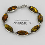 HANDMADE GERMAN Green BALTIC AMBER ELEGANT BRACELET 925 SILVER BR100G RRP£295!!!