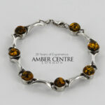 HANDMADE GERMAN Green BALTIC AMBER ELEGANT BRACELET 925 SILVER BR098G RRP£245!!!