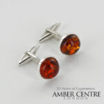 Italian Handmade Cufflinks 925 Silver German Baltic Amber CF016 RRP£145!!!