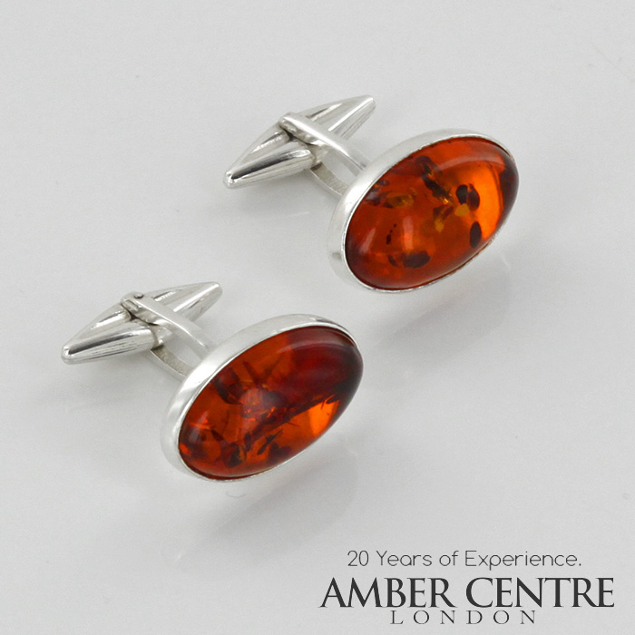 Italian Handmade Cufflinks 925 Silver German Baltic Amber CF017 RRP 145 Amber Centre London