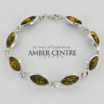 HANDMADE GERMAN Green BALTIC AMBER ELEGANT BRACELET 925 SILVER BR188G RRP£195!!!