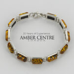 HANDMADE GERMAN Green BALTIC AMBER ELEGANT BRACELET 925 SILVER BR184G RRP£225!!!
