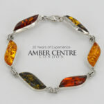 HANDMADE GERMAN BALTIC AMBER ELEGANT BRACELET 925 SILVER BR183M RRP£225!!!