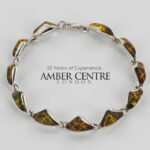HANDMADE GERMAN Green BALTIC AMBER ELEGANT BRACELET 925 SILVER BR215G RRP£175!!!