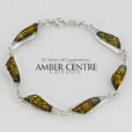 HANDMADE GERMAN Green BALTIC AMBER ELEGANT BRACELET 925 SILVER BR212G RRP£195!!!