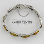 HANDMADE GERMAN Green BALTIC AMBER ELEGANT BRACELET 925 SILVER BR211G RRP£295!!!
