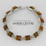 HANDMADE Green GERMAN BALTIC AMBER ELEGANT BRACELET 925 SILVER BR208GA RRP£200!!!
