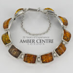 HANDMADE GERMAN Green BALTIC AMBER ELEGANT BRACELET 925 SILVER BR205G RRP£325!!!