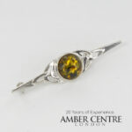 Italian Handmade 925 Silver Brooch Green German Baltic Amber BD069G RRP£65!!!