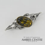 Amber Antique Brooch German Green Amber Handmade 925 Silver  BD72G RRP£145!!!