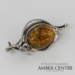 Amber Antique Brooch German Green Amber Handmade 925 Silver  BD083G RRP£145!!!