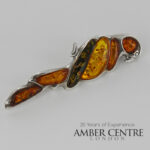 Brooch Parrot, German Baltic Amber 925 Silver Italian Handmade BD085M RRP£175!!!