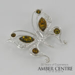 Italian Butterfly Brooch German Baltic Amber Handmade 925 BD088G RRP£100!!!