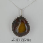 German Baltic Amber Modern Pendant/Brooch 925 Silver Handmade PE0341 RRP£500!!!